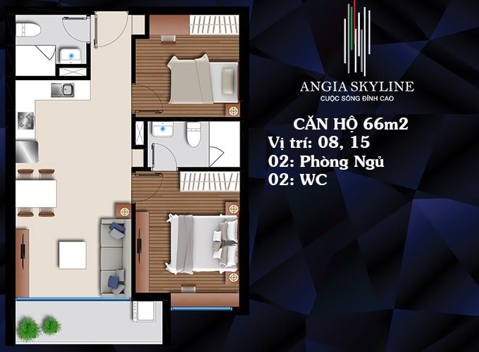 Căn hộ 2pn - 2wc An Gia Skyline